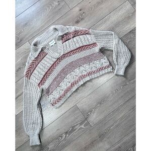 Freshman 1996 V-Neck Collared Knit Cropped Sweater